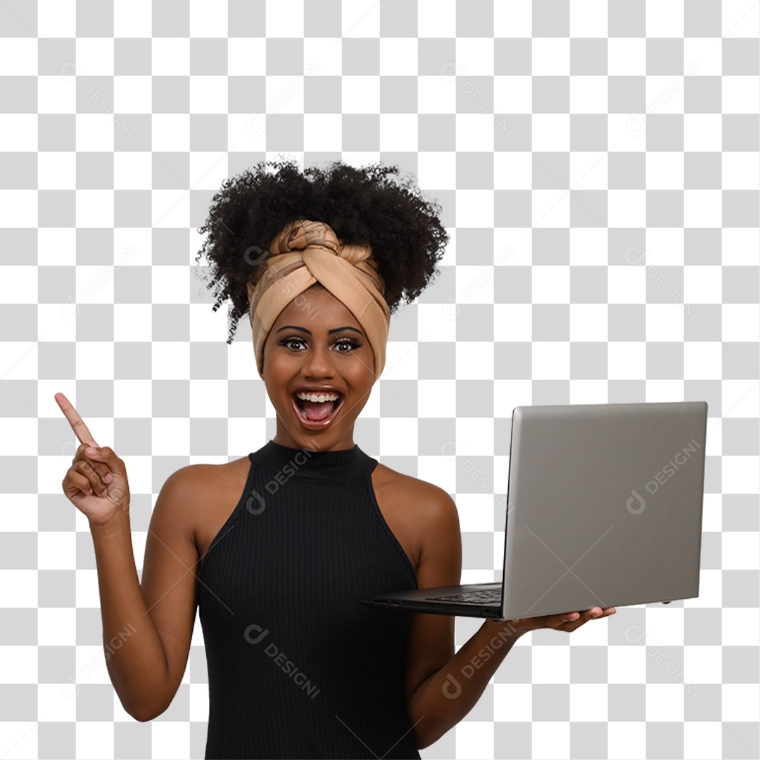 Mulher Morena Segurando Notebook PNG Transparente