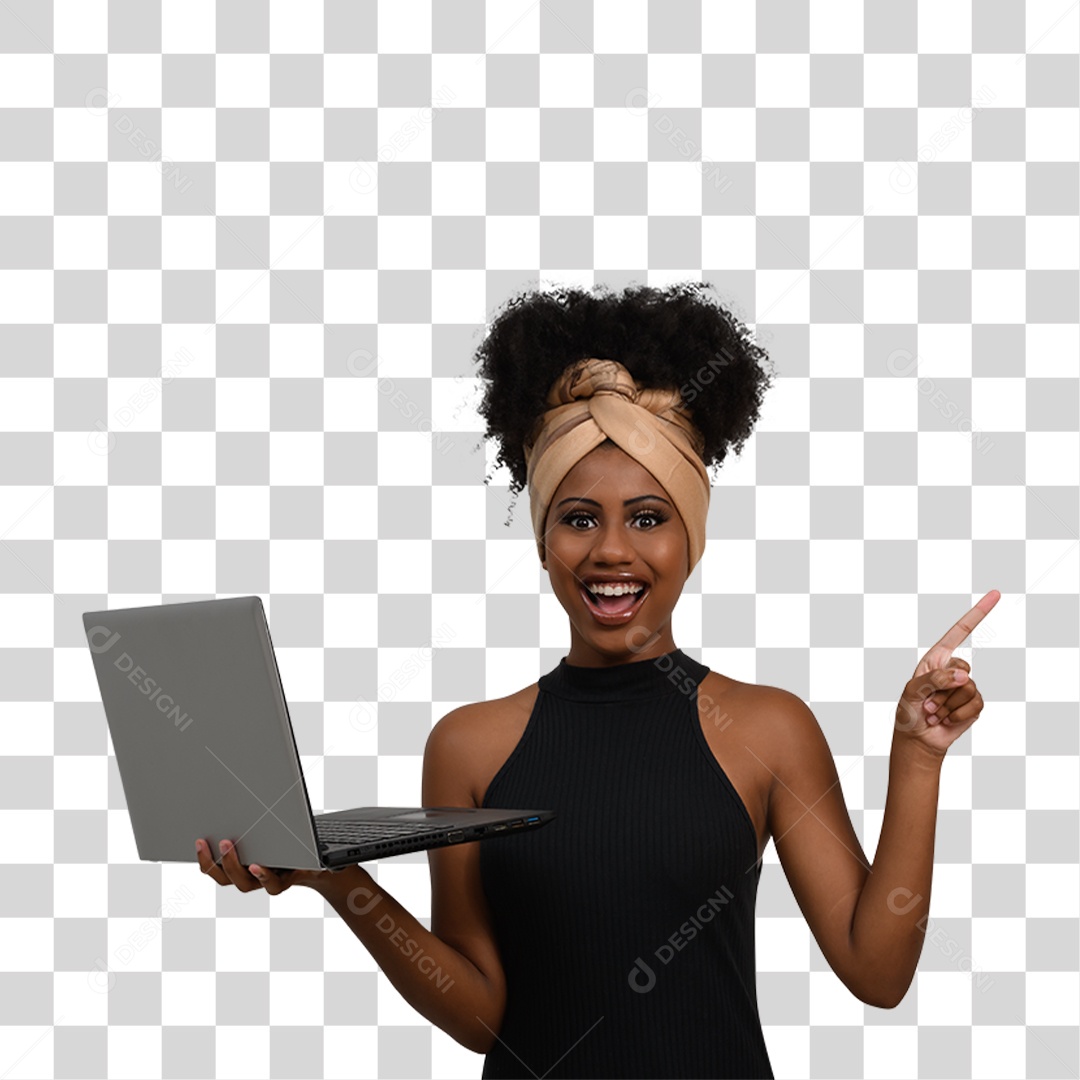 Mulher Morena Segurando Notebook PNG Transparente