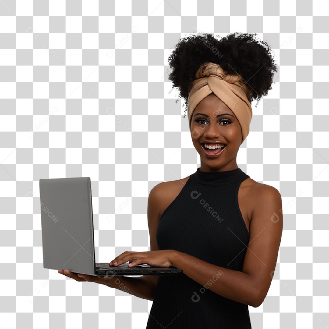 Mulher Morena Segurando Notebook PNG Transparente