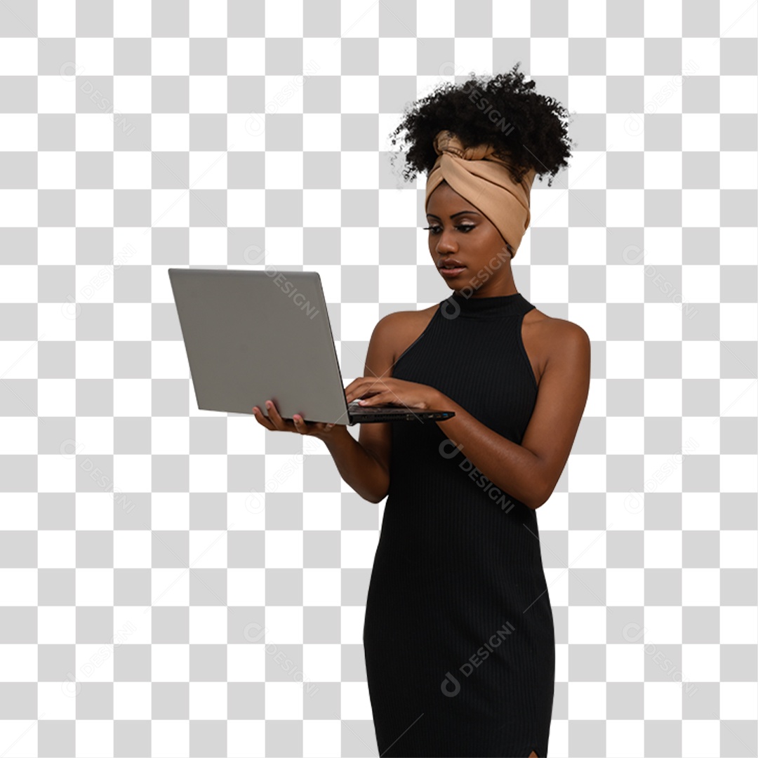 Mulher Morena Segurando Notebook PNG Transparente