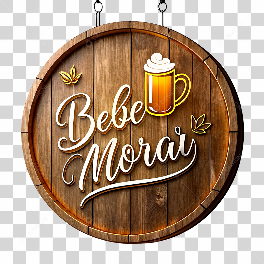 Selo 3D Bebemorar Placa de Madeira PNG Transparente