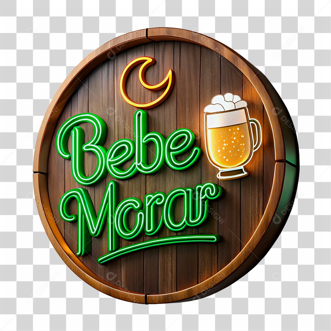 Selo 3D Bebemorar Placa de Madeira PNG Transparente