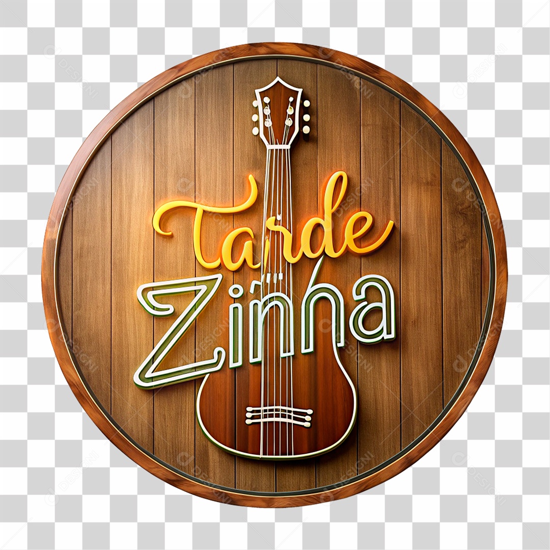 Selo 3D Tardezinha Placa de Madeira PNG Transparente