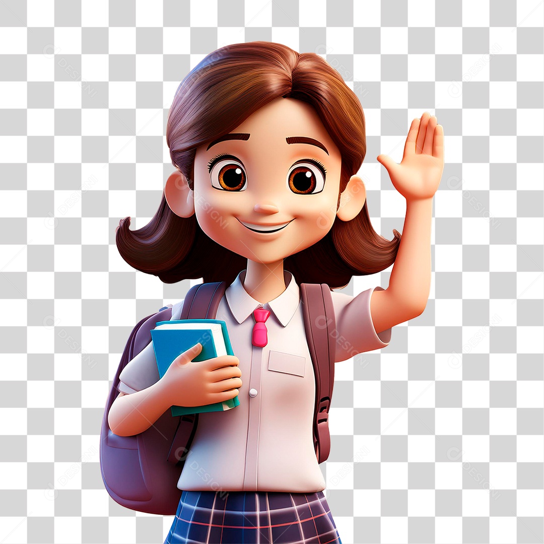 Menina de Uniforme da Escola PNG Transparente