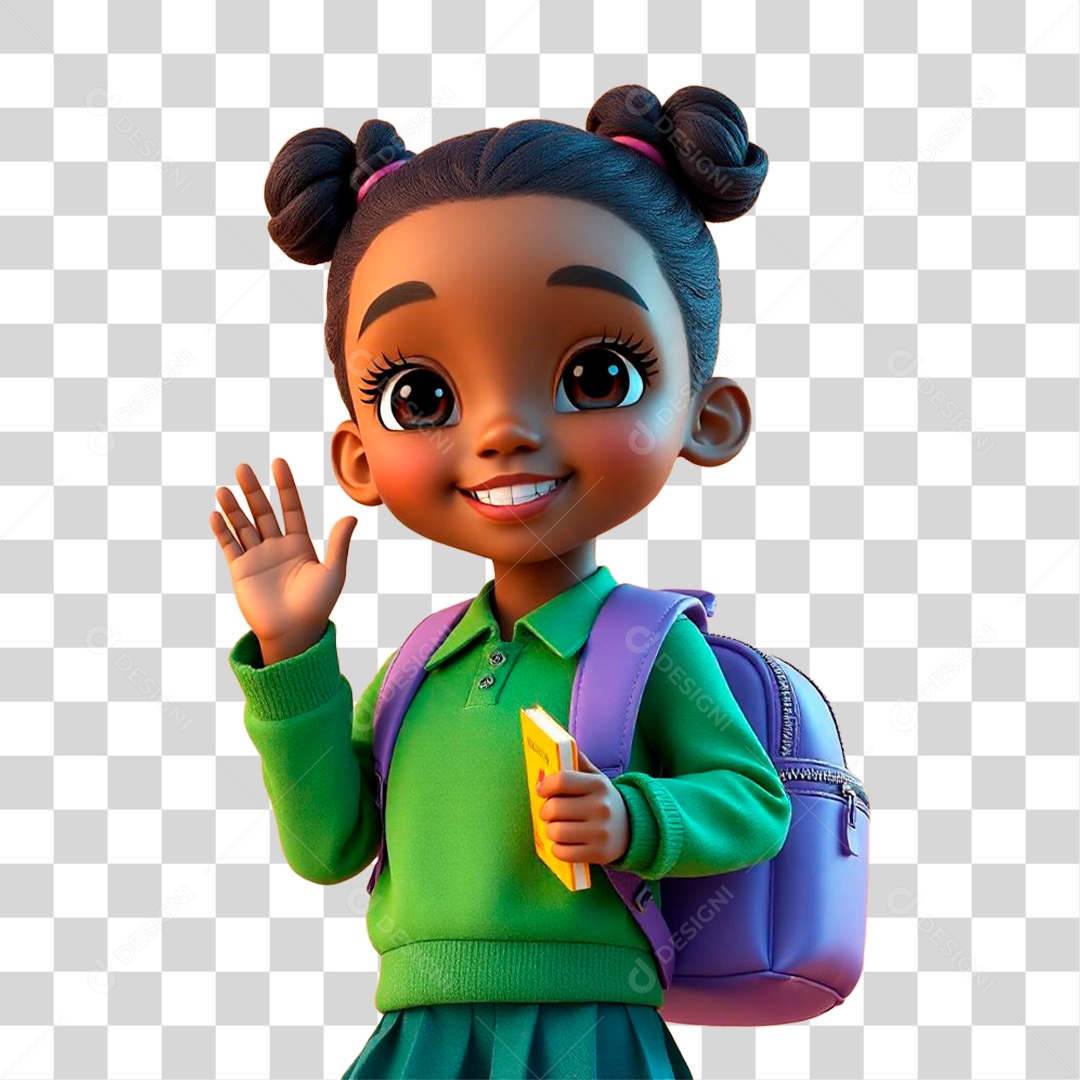 Menina Indo Pra Escola PNG Transparente