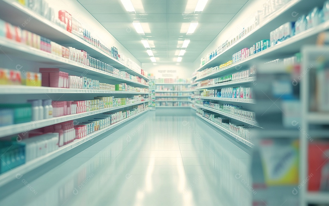 Prateleiras desfocadas em supermercados e lojas de departamentos