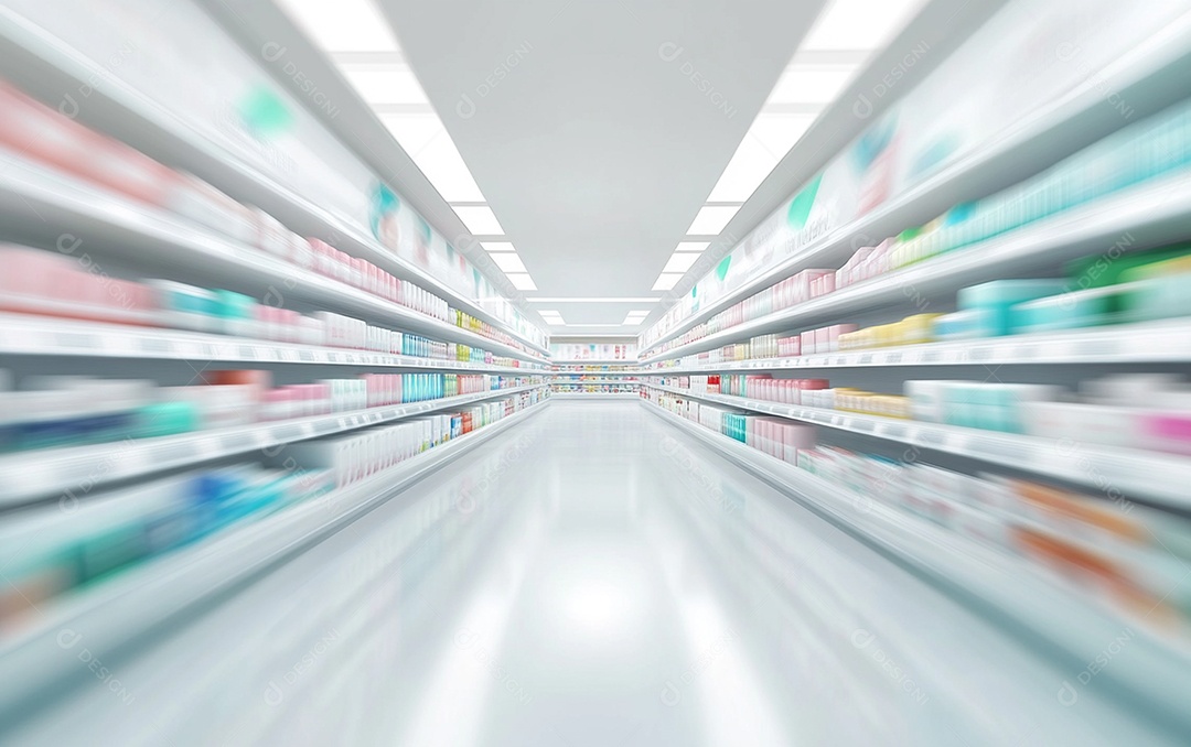 Prateleiras desfocadas em supermercados e lojas de departamentos