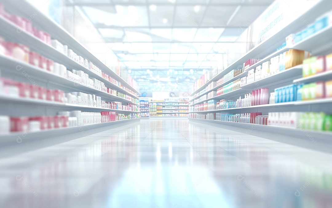 Prateleiras desfocadas em supermercados e lojas de departamentos