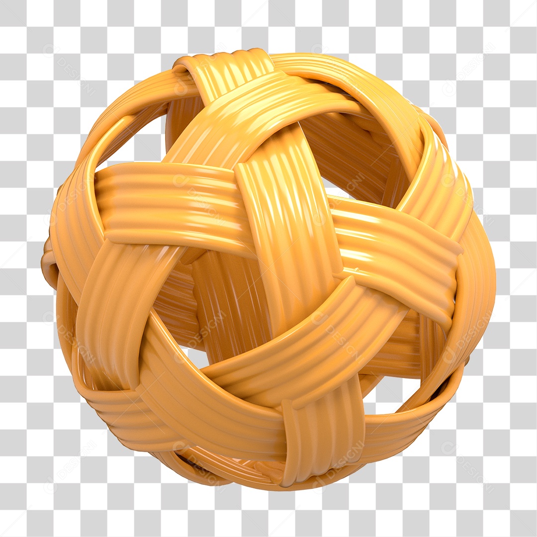 Esfera De Vime Amarelo Entrelaçada Para Composição PNG Transparente
