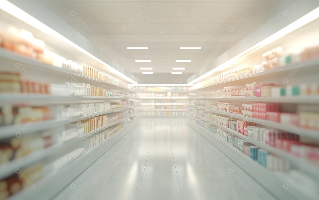 Prateleiras desfocadas em supermercados e lojas de departamentos