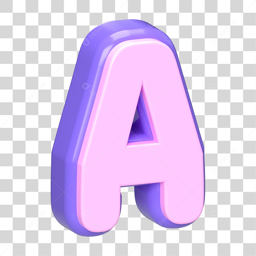 Letra A Roxo E Rosa Elemento 3D Para Composição PNG Transparente