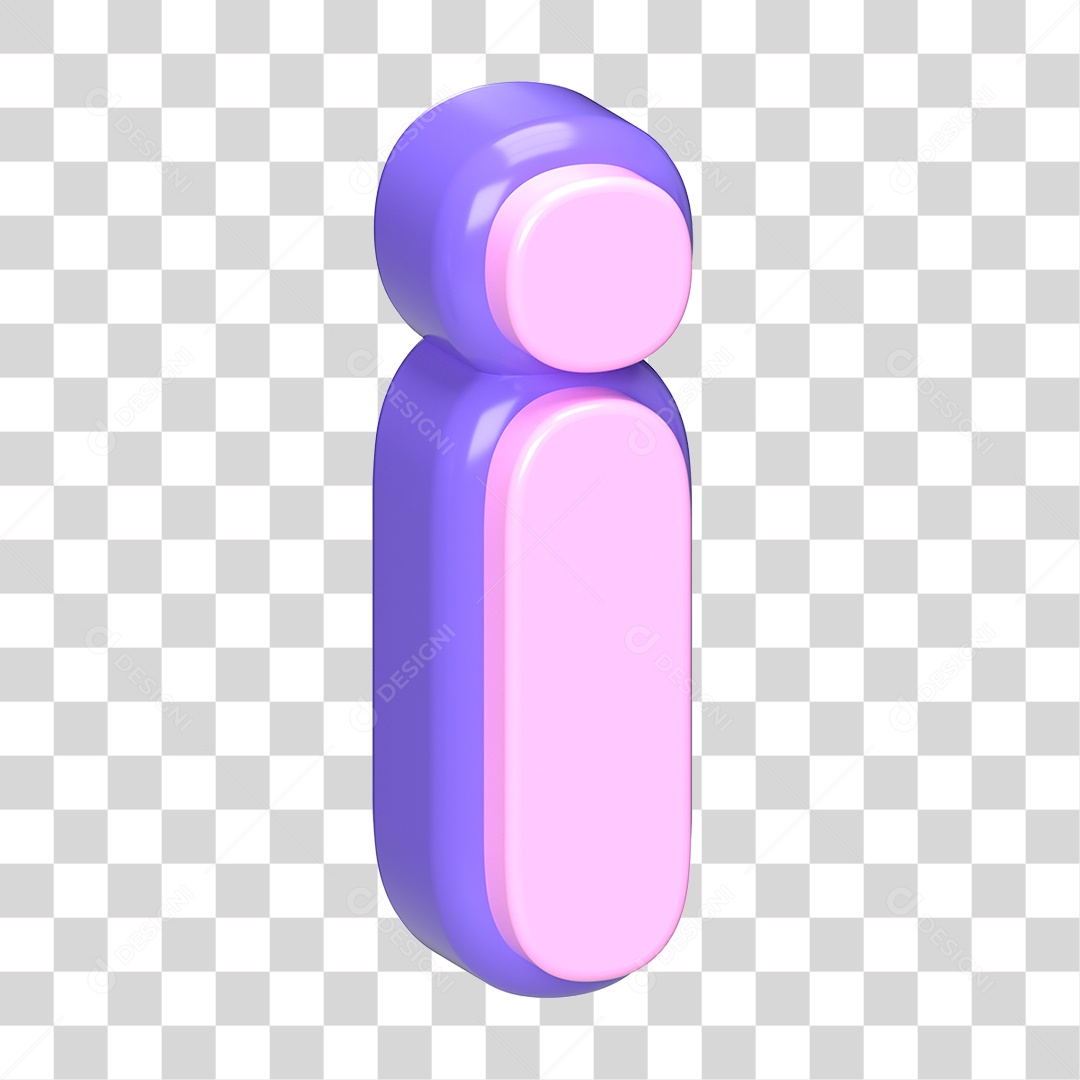 Letra i Roxo E Rosa Minúsculan Elemento 3D Para Composição PNG Transparente