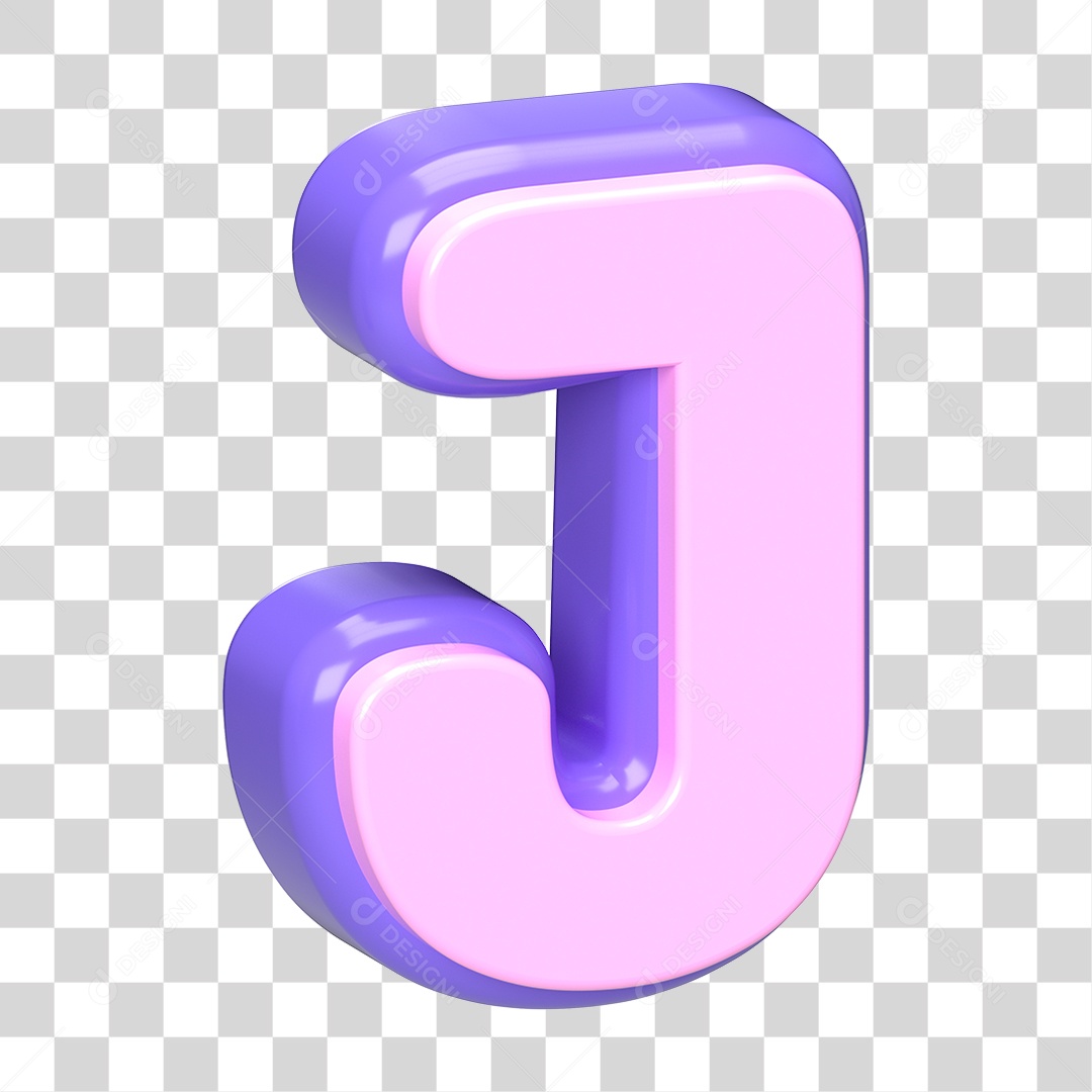 Letra j Roxo E Rosa Minúscula Elemento 3D Para Composição PNG Transparente