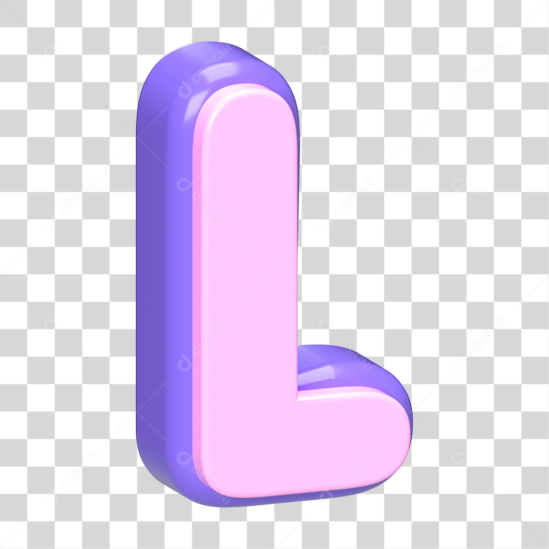 Letra l Minúscula Roxo E Rosa Elemento 3D Para Composição PNG Transparente