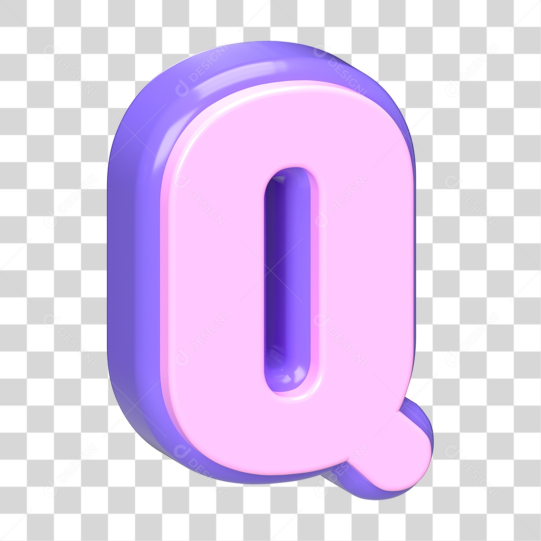 Letra Q Maiúscula Roxo E Rosa Elemento 3D Para Composição PNG Transparente