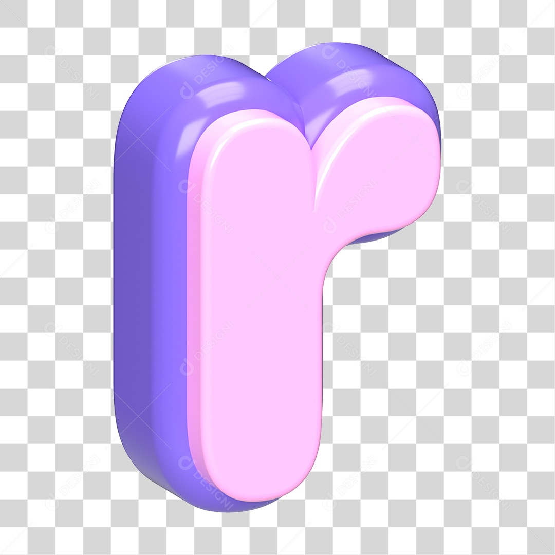 Letra r Roxo E Rosa Minúscula Elemento 3D Para Composição PNG Transparente