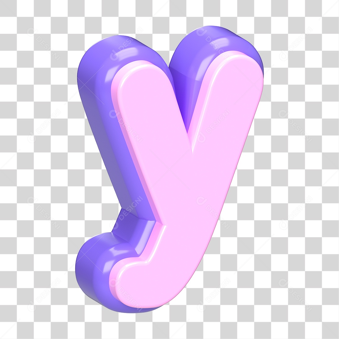 Letra y Roxo E Rosa Minúscula Elemento 3D Para Composição PNG Transparente
