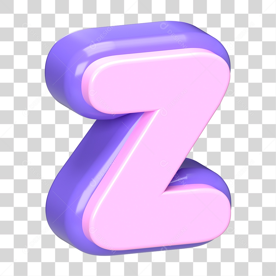 Letra z Muinúscula Roxo E Rosa Elemento 3D Para Composição PNG Transparente
