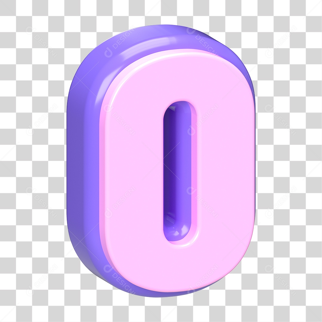 Numero 0 Roxo E Rosa Elemento 3D Para Composição PNG Transparente
