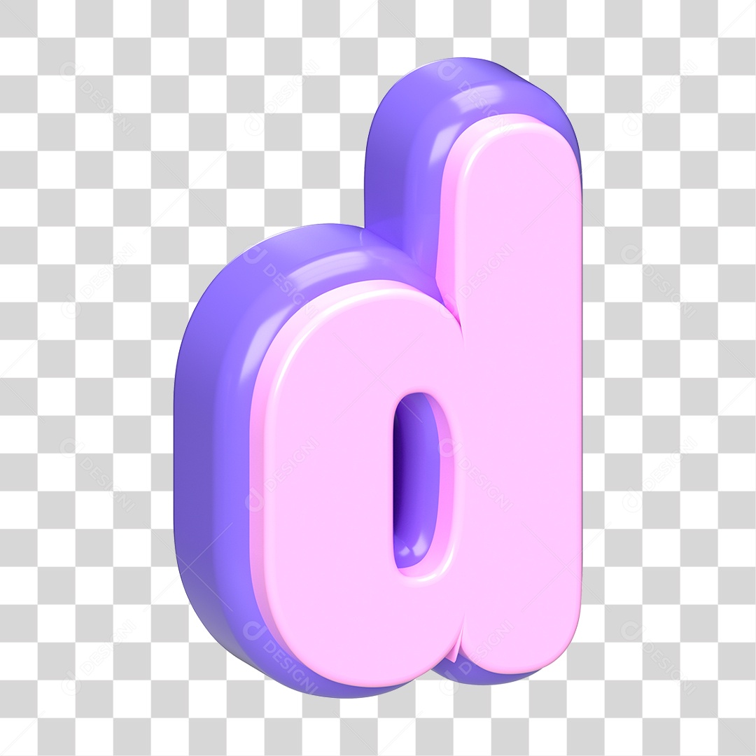 Letra d Minúscula Roxo E Rosa Elemento 3D Para Composição PNG Transparente