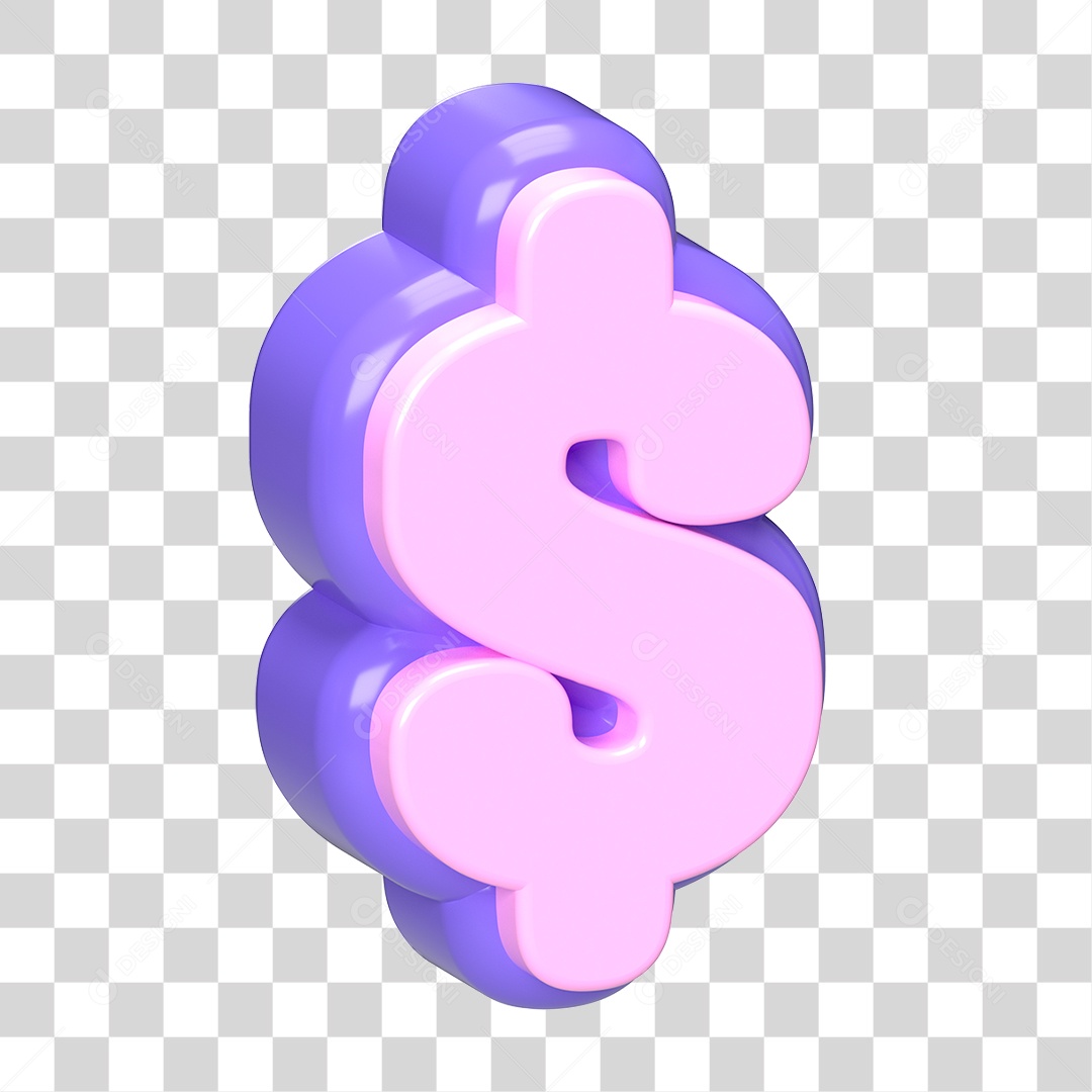 Cifrão Roxo E Rosa Para Composição PNG Transparente