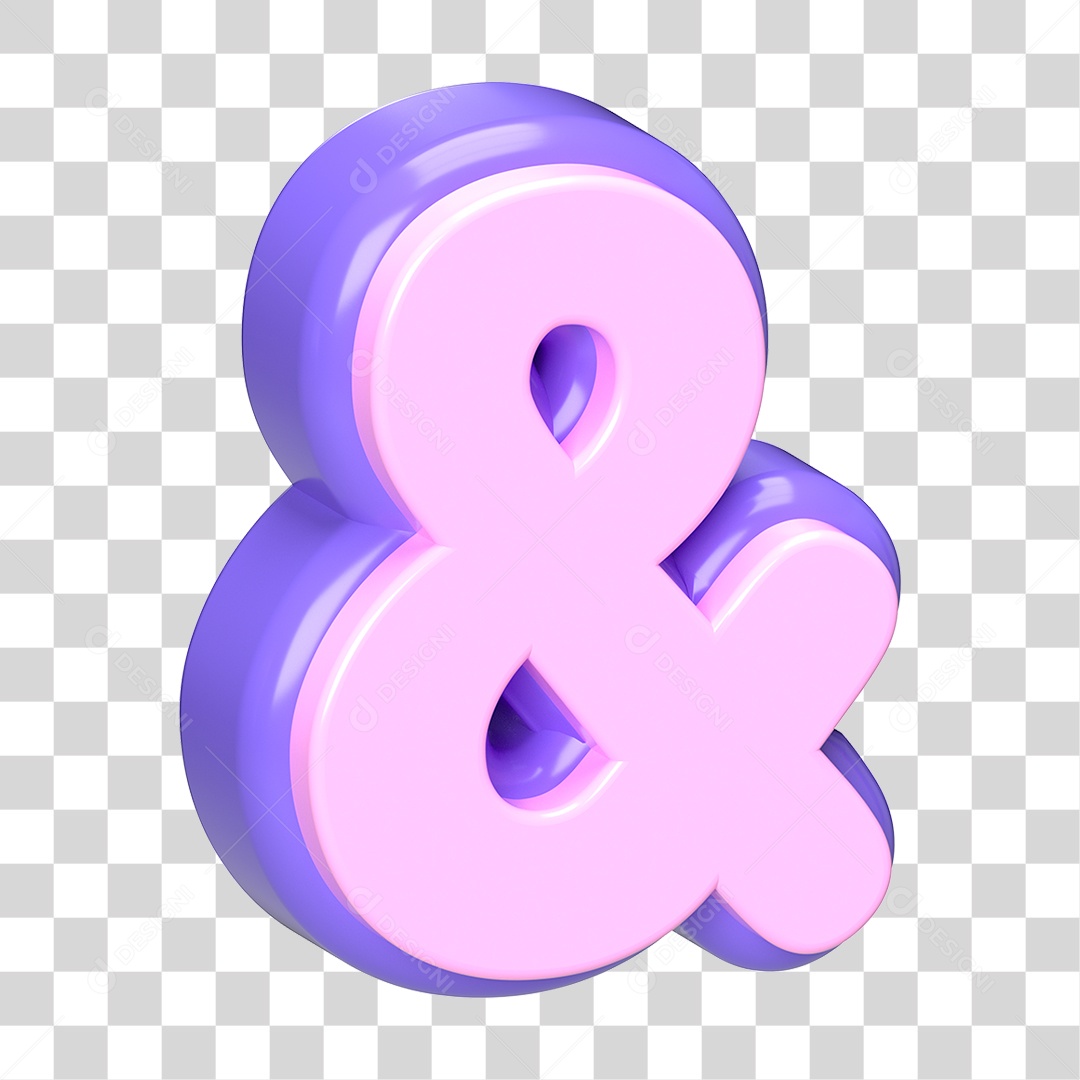 Letra E Comercial Roxo E Rosa Elemento 3D Para Composição PNG Transparente