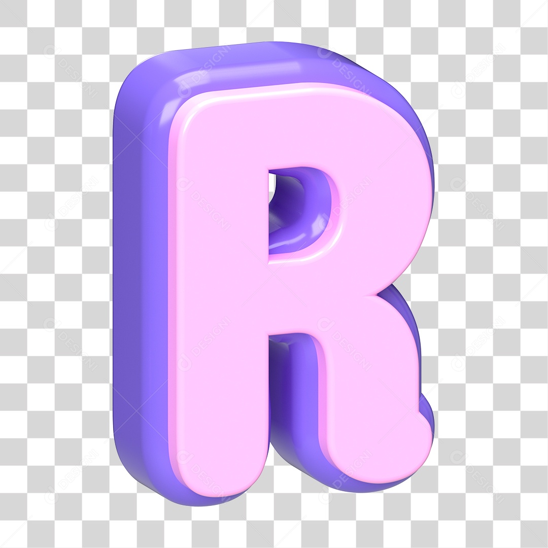 Letra R Maiúscula Roxo E Rosa Elemento 3D Para Composição PNG Transparente