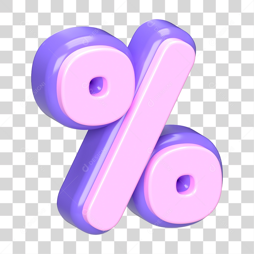 Símbolo De Porcentagem Em Roxo e Rosa Elemento 3D Para Composição PNG Transparente