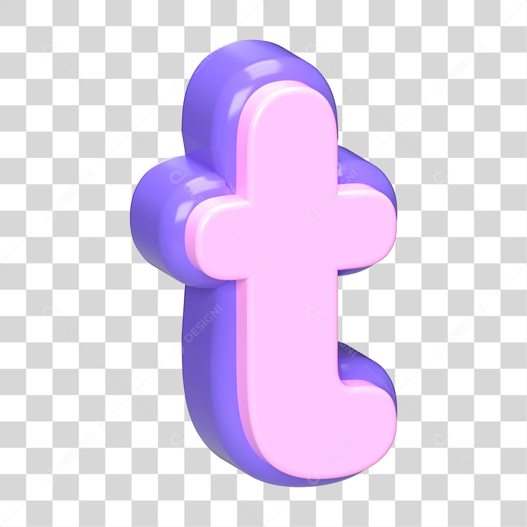 Letra t Minúscula Roxo E Rosa Elemento 3D Para Composição PNG Transparente
