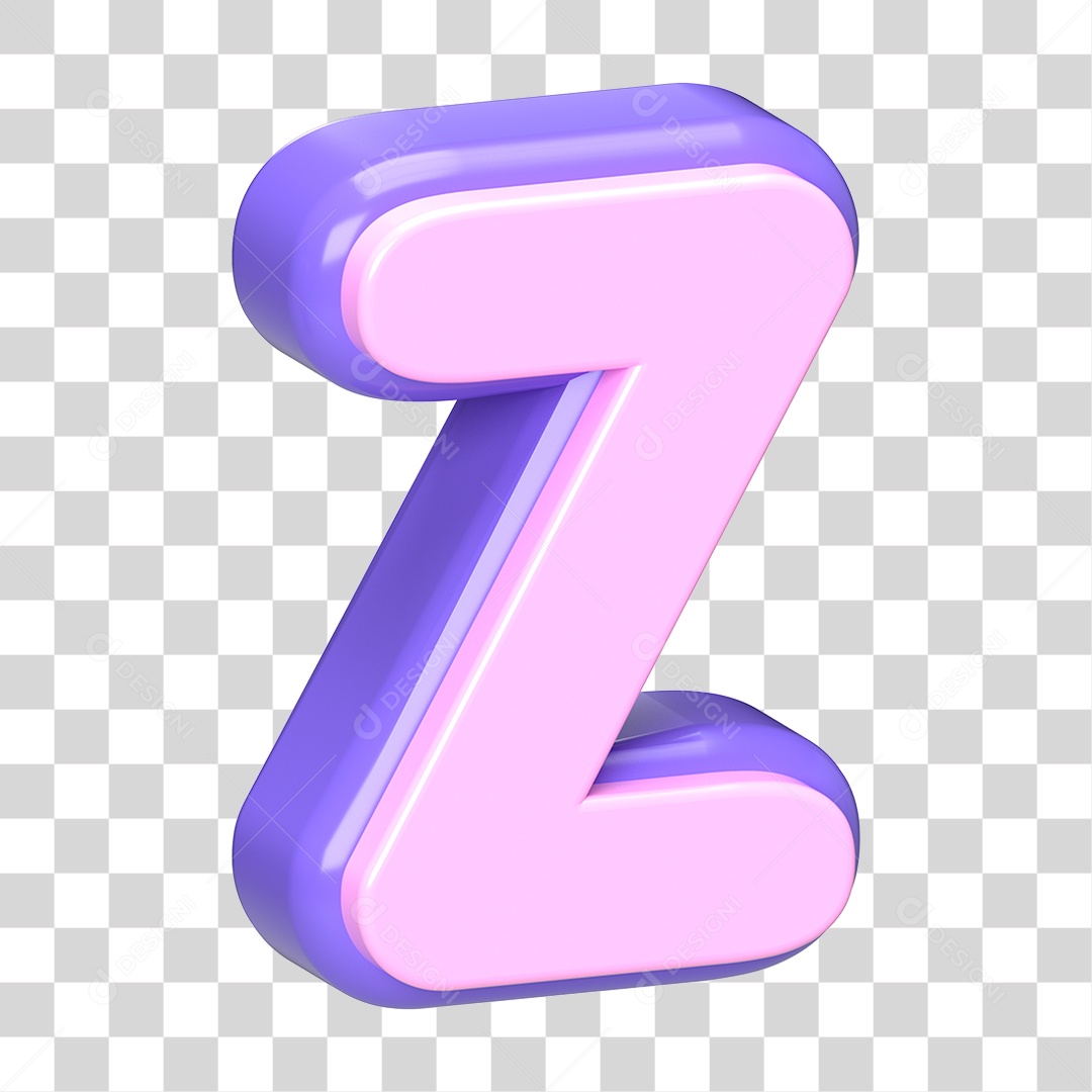 Letra Z Maiúscula Roxo E Rosa Elemento 3D Para Composição PNG Transparente