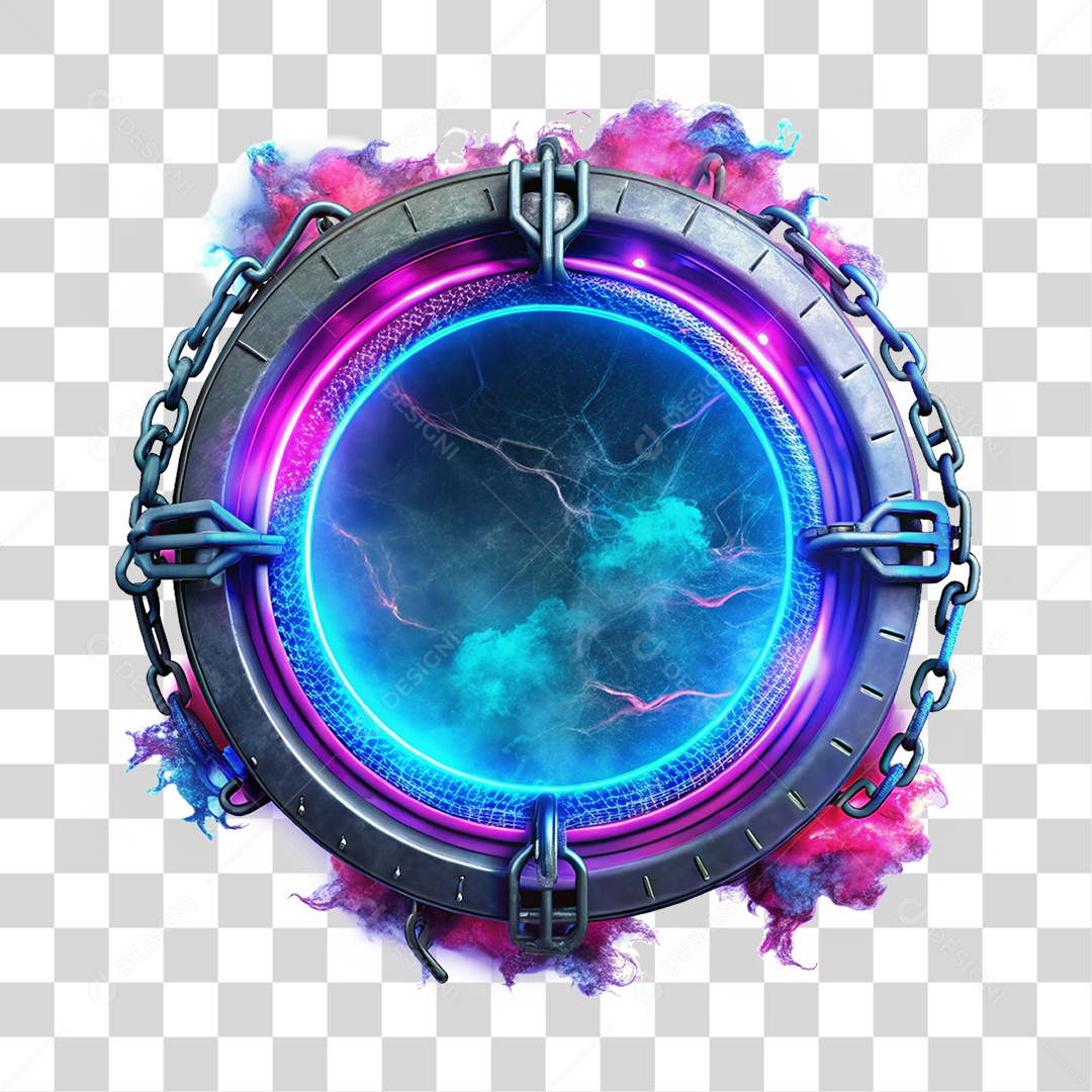 Placa de Metal com Cores Corrente PNG Transparente