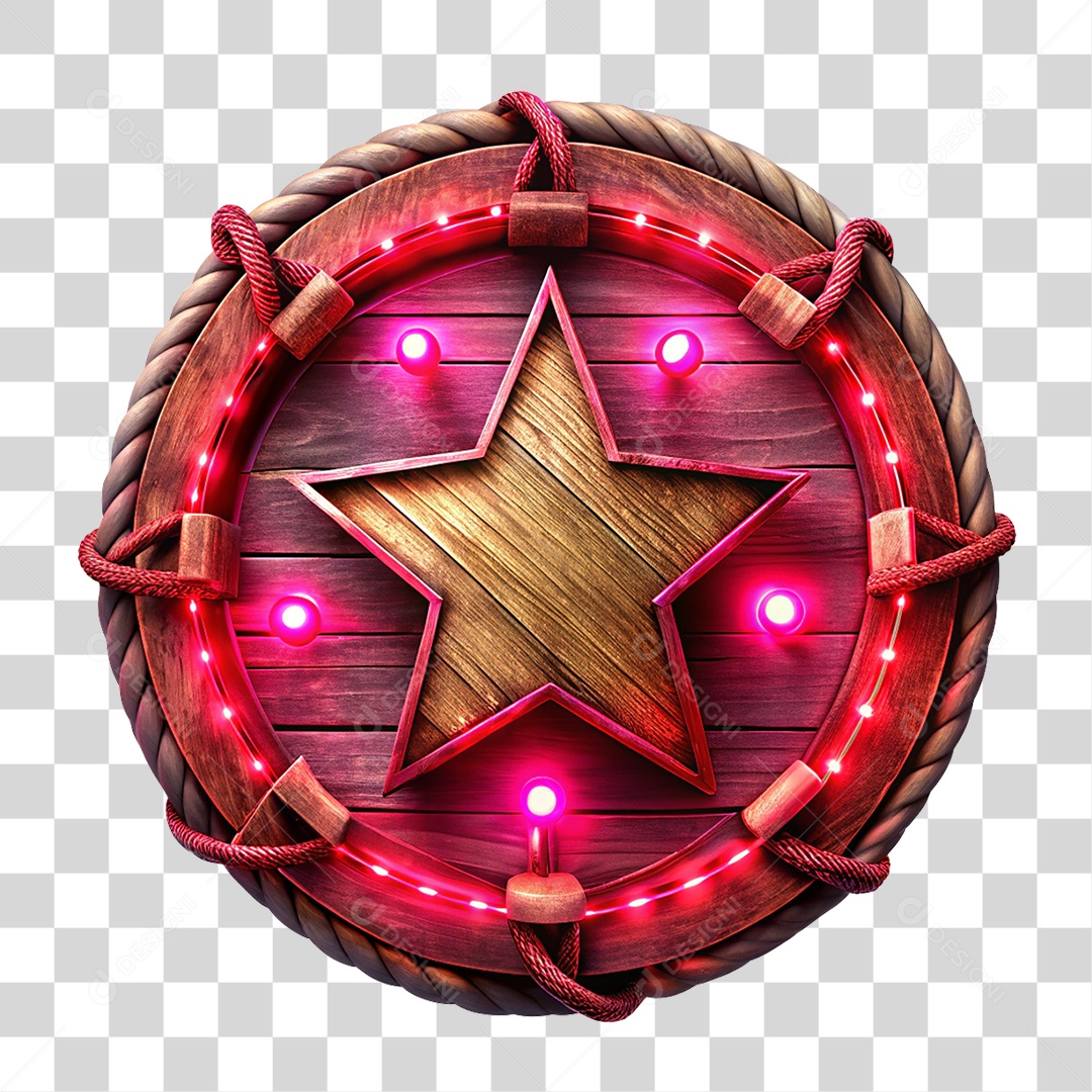 Placa de Madeira  com Cores Estrela PNG Transparente