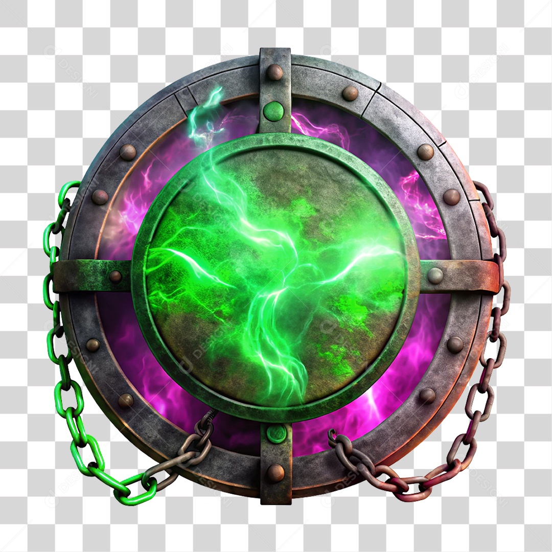 Placa de Metal com Cores Corrente PNG Transparente