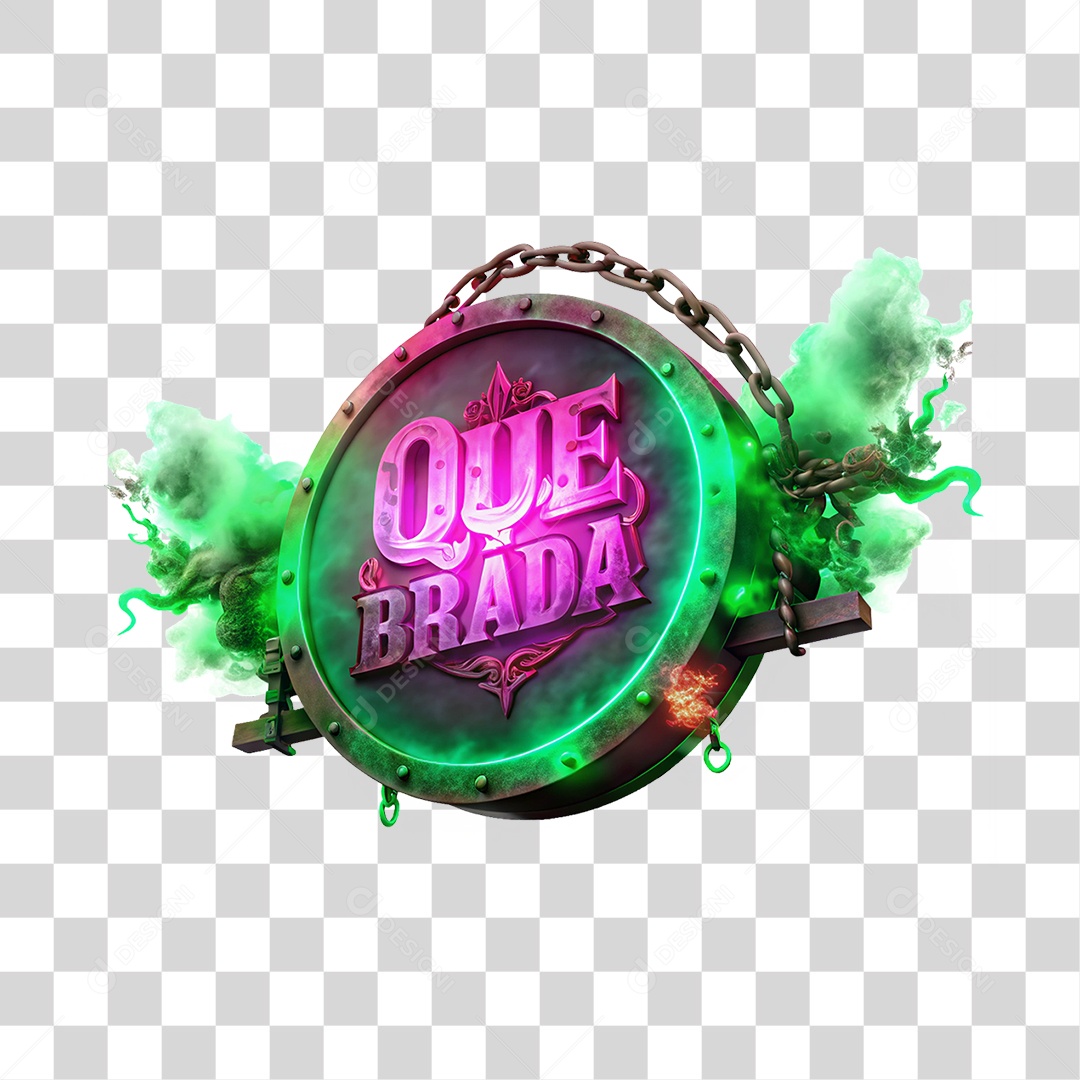 Placa de Metal com Cores Corrente Quebrada PNG Transparente