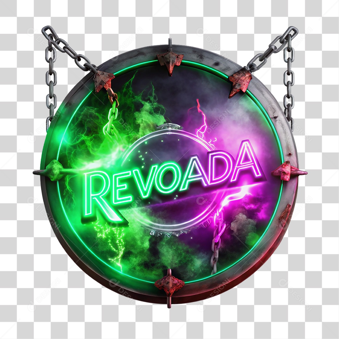 Placa de Metal com Cores Corrente Revoada PNG Transparente