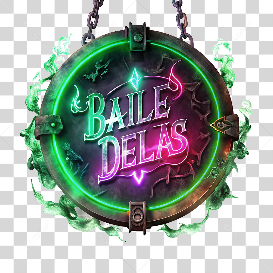 Placa de Metal com Cores Corrente Baile Delas PNG Transparente