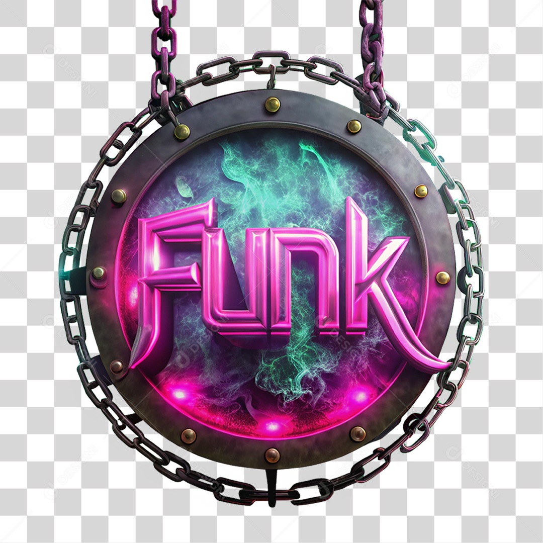 Placa de Metal com Cores Corrente Funk PNG Transparente