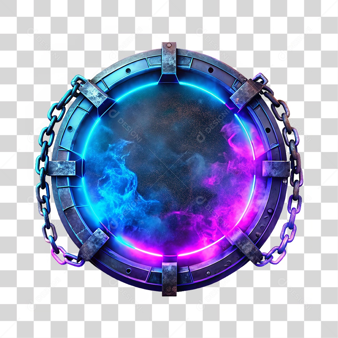 Placa de Metal com Cores Corrente PNG Transparente