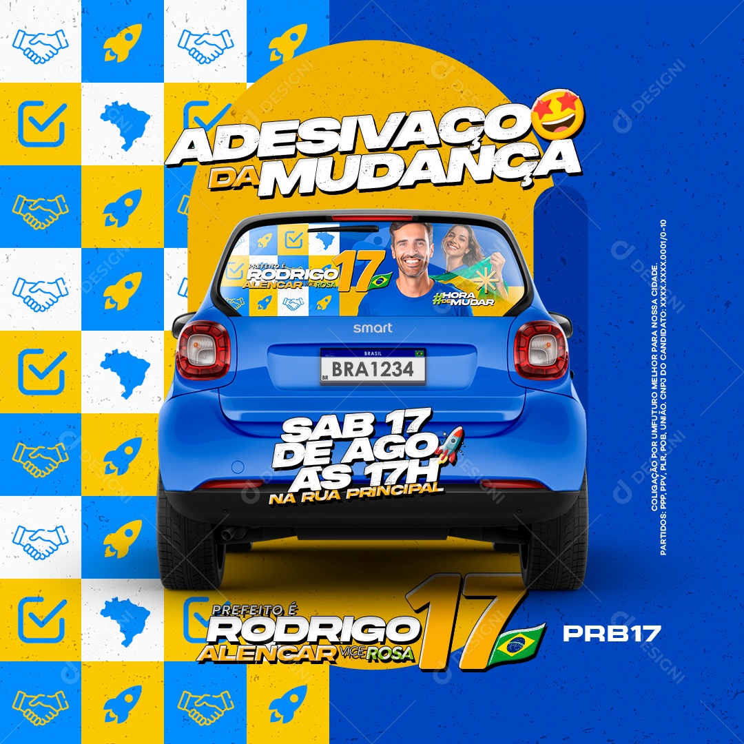 Política Adesivaço da Mudança Social Media PSD Editável