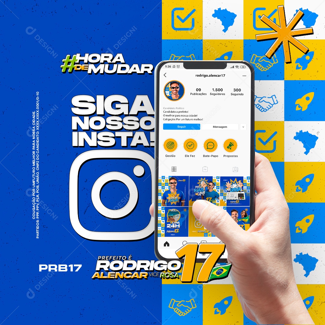 Política Siga nosso Insta Social Media PSD Editável