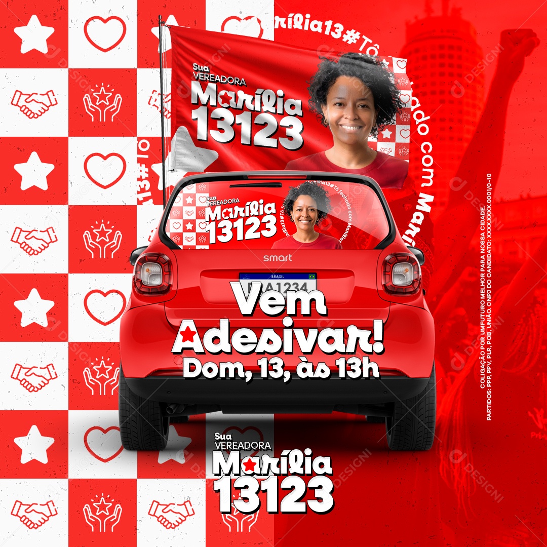 Política Vem Adesivar Vereadora Marília Social Media PSD Editável