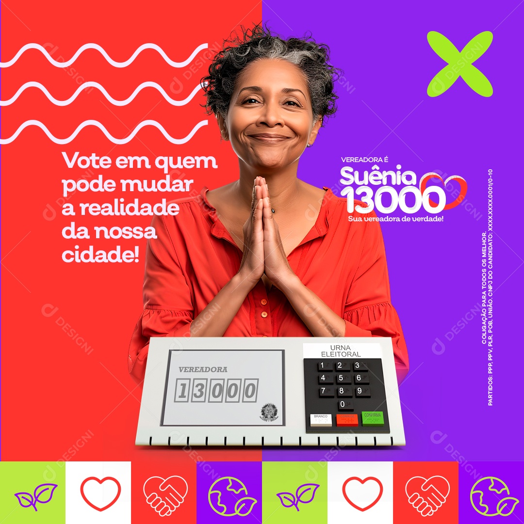 Política Vote em Quem Pode Mudar a Realidade da nossa Cidade Social Media PSD Editável