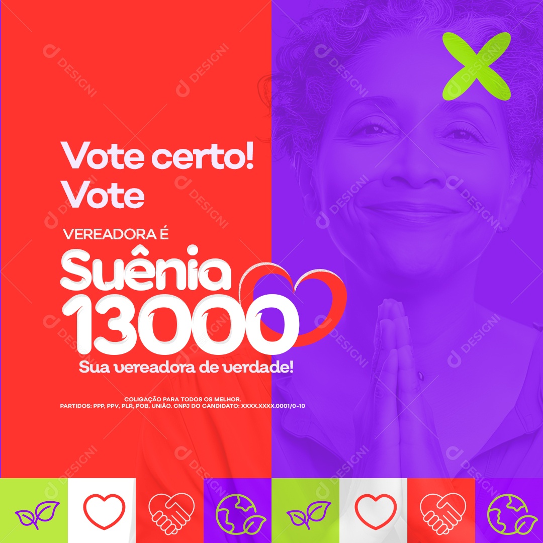 Política Vote Certo Vereadora Suenia Social Media PSD Editável