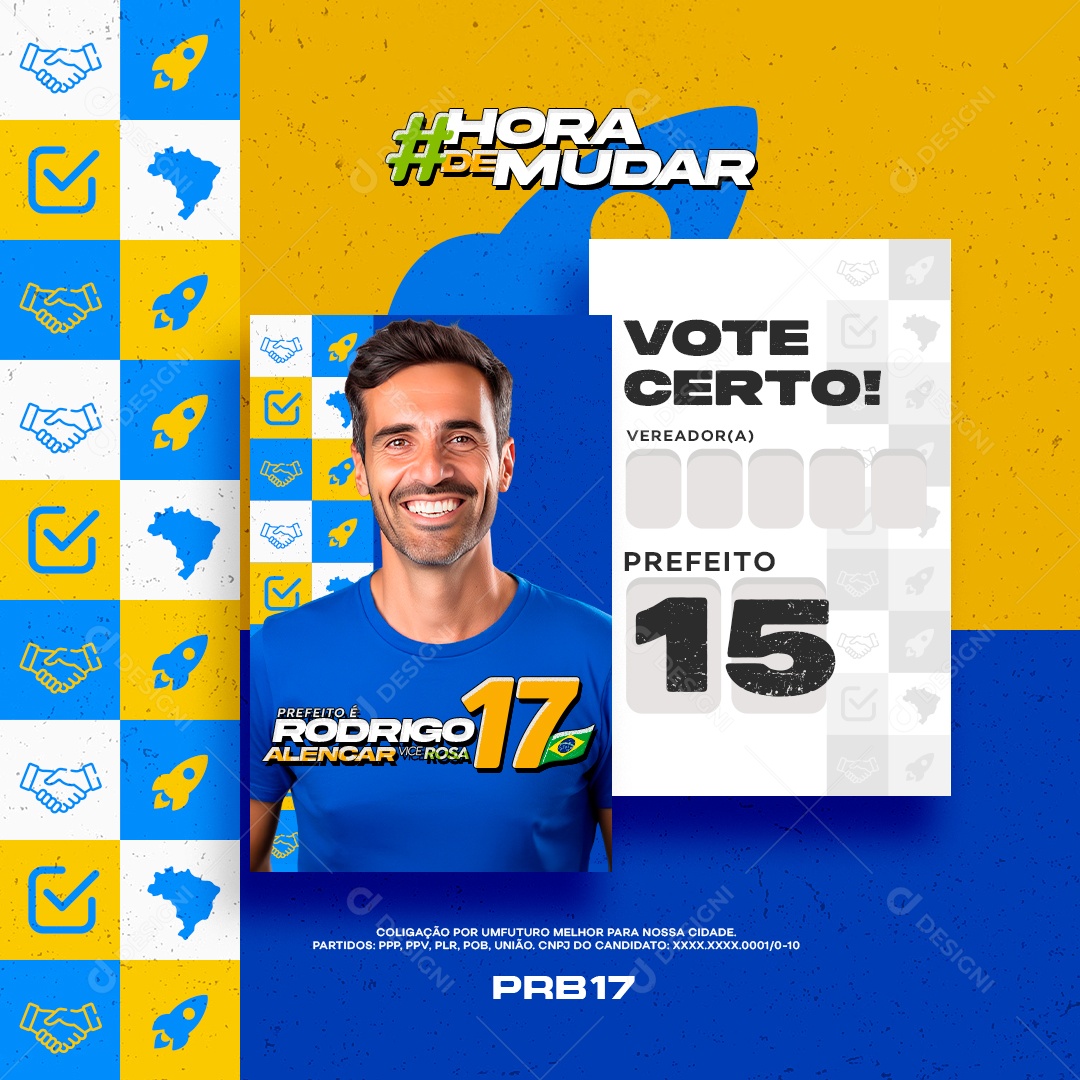 Política Hora de Mudar Vote Certo Social Media PSD Editável