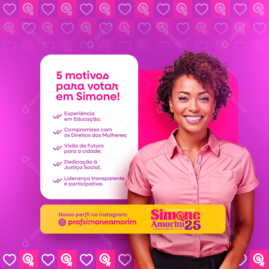 Política 5 Motivos para Votar em Simone Social Media PSD Editável