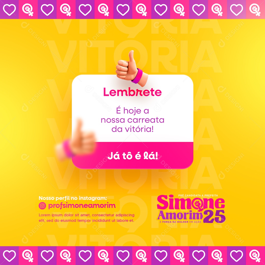 Política Lembrete é Hoje na nossa Carreata da Vitória Social Media PSD Editável