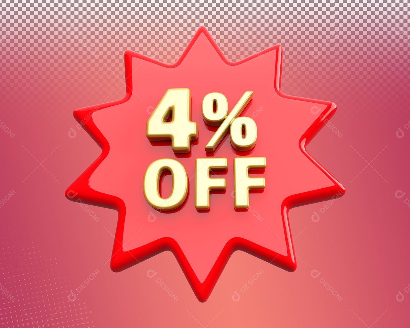 Desconto 4% Colorido Elemento 3D Para Coposição PSD