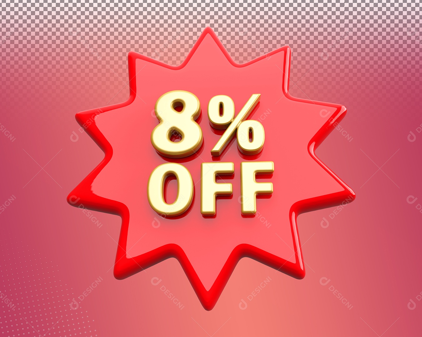 Desconto de 8% OFF Elemento 3D para Composição PSD