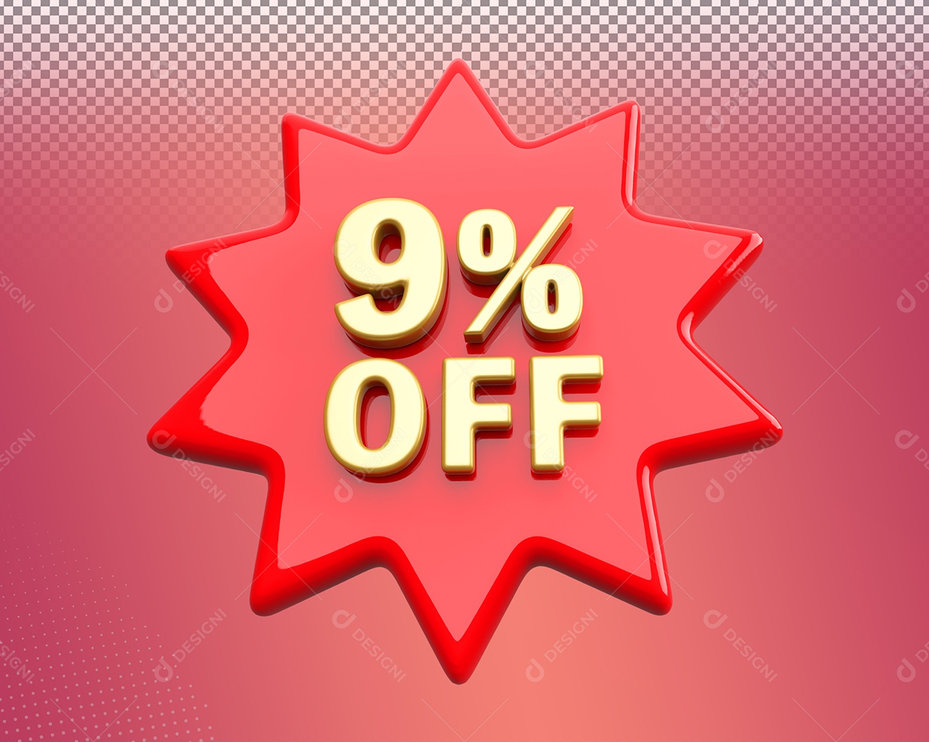 Desconto de 9% OFF Elemento 3D para Composição PSD