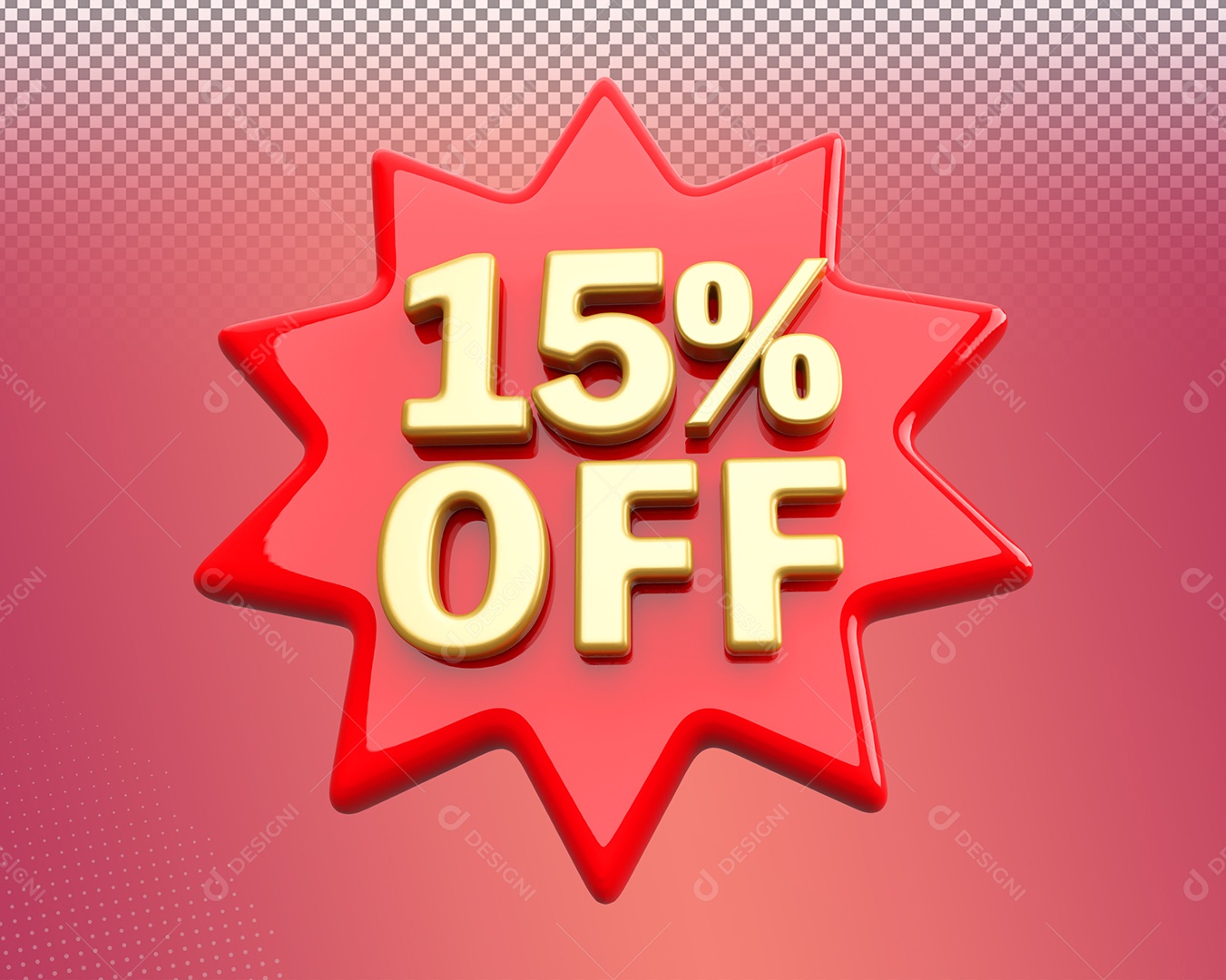 Desconto de 15% OFF Elemento 3D para Composição PSD